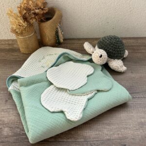 cape de bain et lingette réutilisable